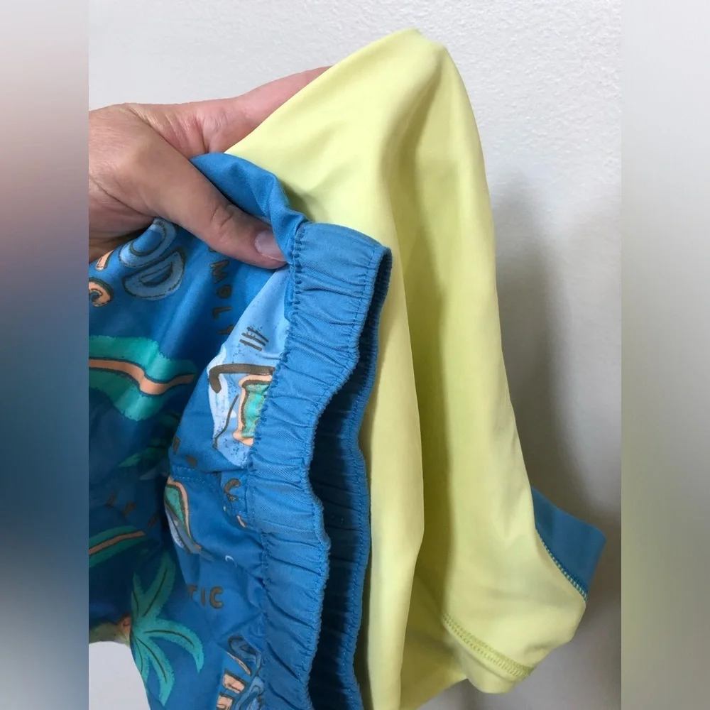 Carter’s Boy 6M Yellow/Blue Shark/Pineapple 2-Piece Swim Rash Guard/Swim Trunks